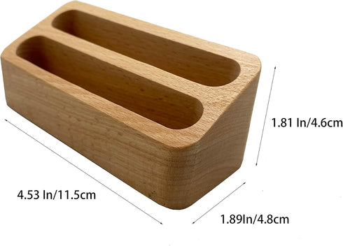 Wooden Business Card Holder, 2 Grids Display Holder, Card Organizer for Office Desktop and Home