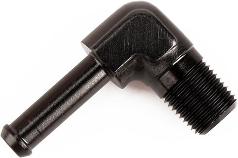 1/4" NPT Male to 3/8" Hose Barb Fitting Adapter - 90 Degree Aluminum Black for 6AN Push on Hose