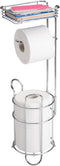 mDesign Steel Toilet Paper Holder with Storage Shelf - Concerto Collection -