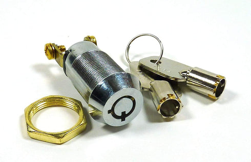 Philmore 5/8" On/Off Key Switch Lock SPST with 2 Keys and Nut, Removable On or Off, 30-10078