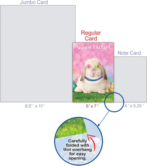 NobleWorks Funny Easter Card with Envelope - Humor Notecard for Easter (1 Card) - Hippie Rabbit