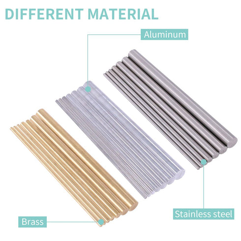 Glarks 21pcs Metals Round Rod Lathe Bar Stock for DIY Craft Tool, 2mm - 8mm Diameter, 100mm Length, Includes Brass,