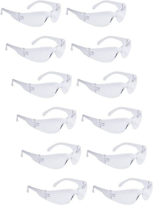 ROAR Men's Flexible Safety Glasses, Clear, 12 Pairs Per Box, ANSI Z87+ Certified, Impact Resistant