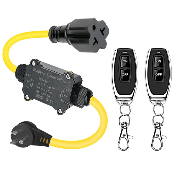 Outdoor Wireless Remote Control Outlet Plug,AC110V Waterproof Remote Control Power Switch,AC110V/120V/250V/20A Heavy