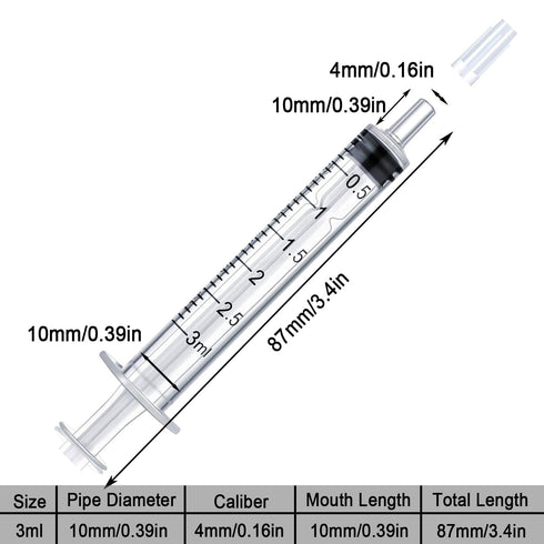 3 ml Pack 30 Syringe Without Needle, Syringe for Liquid with Cap, Oral, Scientific Labs, Measurement