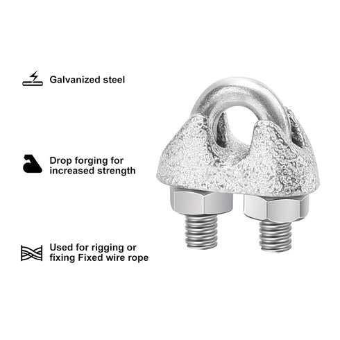 100 pcs 1/8" M3 Wire Rope Clip Cable Clamps, Galvanized Steel U-Bolt Saddle Fasteners for Ropes