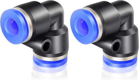 TAILONZ PNEUMATIC Blue Elbow 2 Ways - 10MM Tube OD 90 Push to Connect Tube Quick Fittings (Pack of 2)