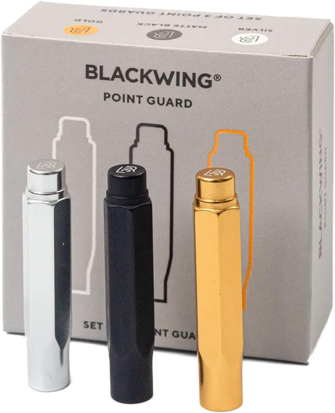Blackwing Point Guards, Set of 3, Protects Pencil Points, Mixed Color Pack (Gold, Silver, Black)