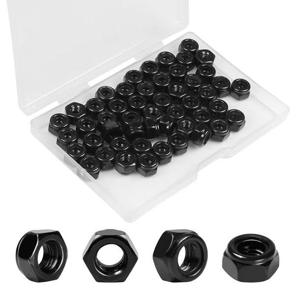 Yinpecly 50Pcs #8-32 Nylon Insert Hex Lock Nuts 304 Stainless Steel Locknuts Self-Locking
