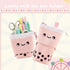 Cute Standing Pencil Case for Kids, Pop Up Pencil Box Makeup Pouch, Christmas Gift Corduroy Organizer (Pink)