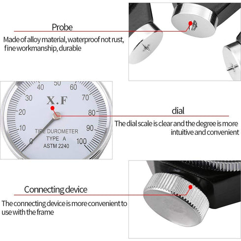 Hardness Tester Meter,Shore Type A/O/D Rubber Tire Durometer Hardness Tester Meter 0-100 (Type O)