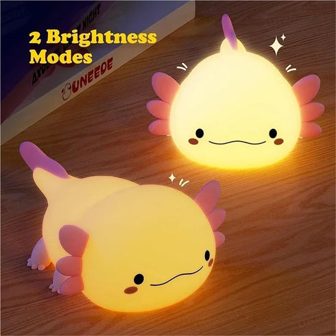 OFAPLFKUR Cute Axolotl Night Light Silicone Nursery Sleeping Lamp Touch Control Nightlights USB Rechargeable Table Lamp