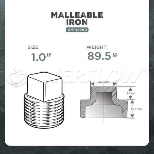HNQM1000 1 Inch Galvanized Malleable Iron Plug with Square Head