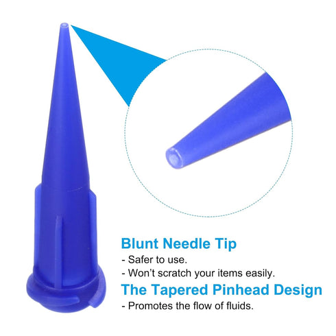 PATIKIL 22Ga Tapered Tip Dispensing Needle, 20Pcs Plastic Needle Tube Blunt Tips with Luer Lock, Blue