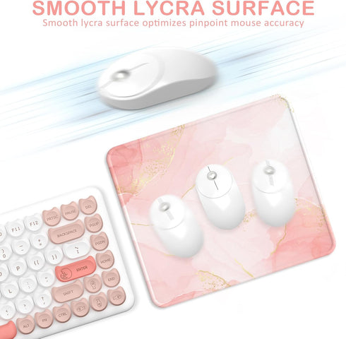 Mouse Pad with Stitched Edge, Multiple Patterns, Non-Slip Rubber Base, Washable Lycra Cloth for Gaming