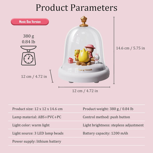 kvppvt Dimmable Cute Flame Ambient Music Small Night Light with Music Box, Warm Light, Exquisite Decorative