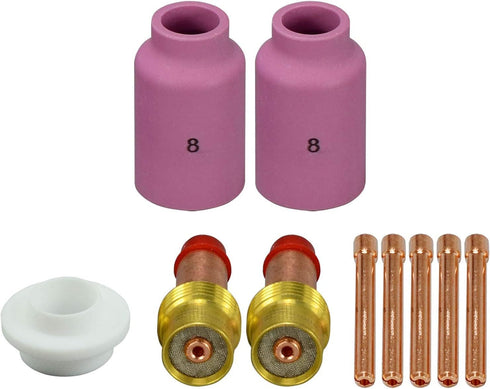 RIVERWELD TIG Gas Lens Collets for WP 17 18 26, 10pcs Ceramic Cup and Insulator