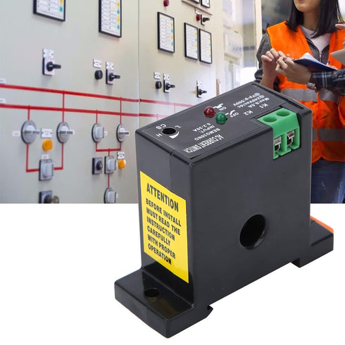 Garosa Adjustable Current Sensing Switch 0.2 to 30A AC with LED Indicator for Guide Rail 35mm DIN