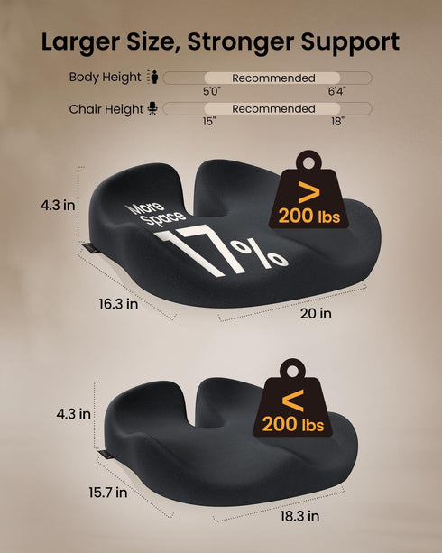 Tailbone ProtoArc Extra Large Seat Cushion for Pain Relief, Seat Cushions for Office Chairs, Extra Cover, Ergonomic
