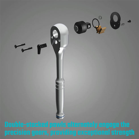 DURATECH 3/8-Inch Drive Ratchet, Quick-Release Wrench, 72-Tooth Reversible Switch, Alloy Steel