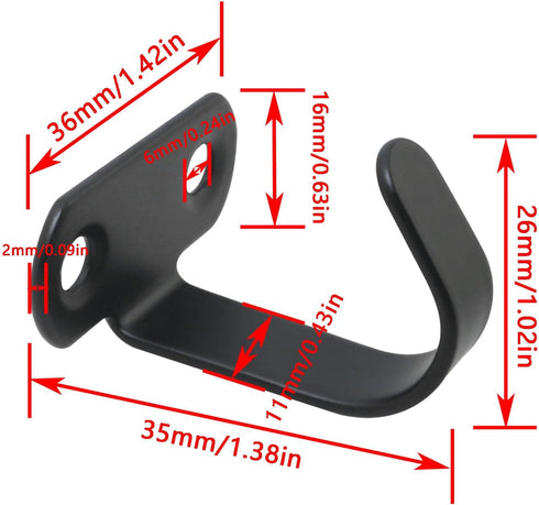 ITROLLE 6PCS 35x33mm Stainless Steel Ceiling Kitchen Hooks Black Universal Single Hooks for Hanging Spatulas Glassware