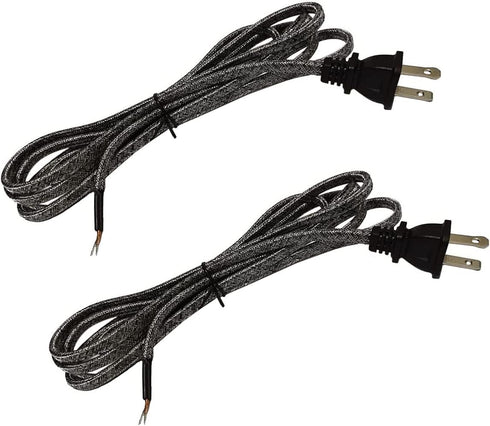 2Pcs Lamp Cord Flat Plug, Rayon Cloth Covered Electric Cord with Polarized End Plug, 8 Foot