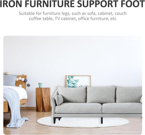 4pcs 100mm Set, Matte Black Metal Furniture Legs Triangle Sofa and Bedside Cabinet Support Feet, Sturdy Steel Dresser