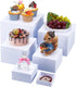 UNICRAFTALE 6Pcs White Acrylic Riser Set Buffet Display Risers Square Cake Stand