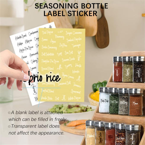 BieFuDan 278 Set,Waterproof Pcs Clear Spice Jar Labels Preprinted Pantry Labels Stickers for Organization