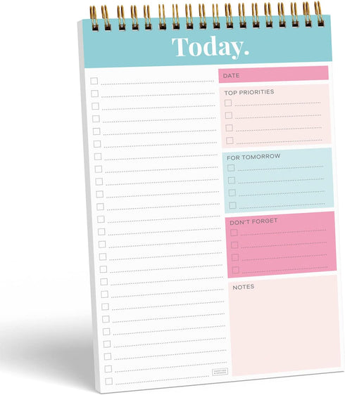 S&O Daily Planner Notepad for Productivity, 52 Page Undated Daily To Do List Organizer, TEAL