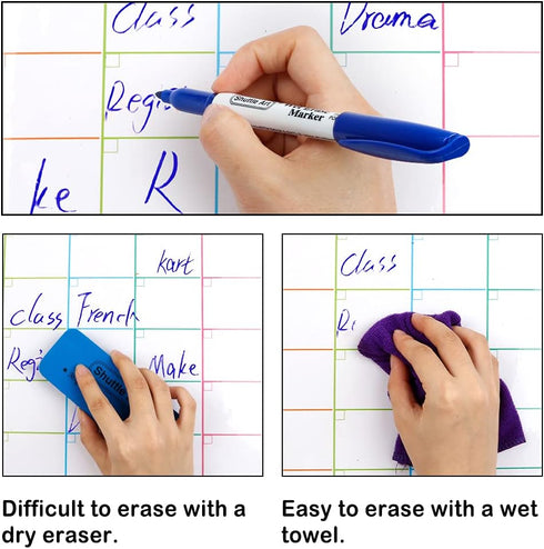 Shuttle Art Wet Erase Markers, 15 Pack Blue 1mm Fine Tip Smudge-Free Markers for Whiteboards and Glass