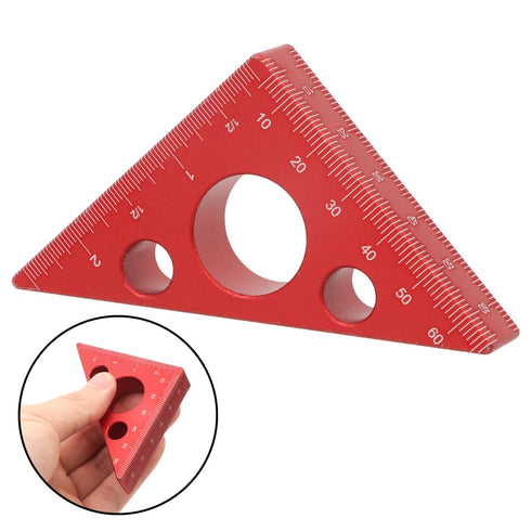 Aluminum 45/90 Degree Layout Triangle Ruler, Thickened Measuring Tool with Imperial and Metric Scales for Woodworking
