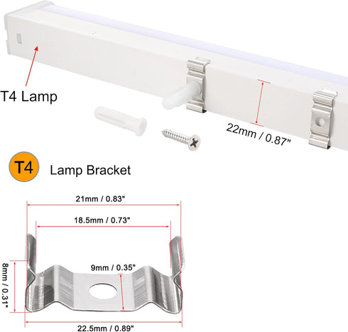 T4 Bulbs 20 Set MECCANIXITY Clips Bracket Hanger Fluorescent Tube Light Fixture Holder Clamps with Screws Hollow Pipes