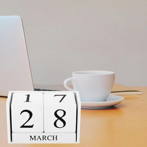 YOKIVE Wooden Block Perpetual Calendar for Desk, Wood Month Date Display Blocks, Great for Daily Desktop Shop Bar Desk