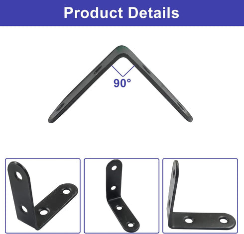 Cionyce 20 2 2 Inch 90 Pcs L Bracket Right Angle Corner Brace, Stainless Steel x DegreeBracket with Screws for Shelves