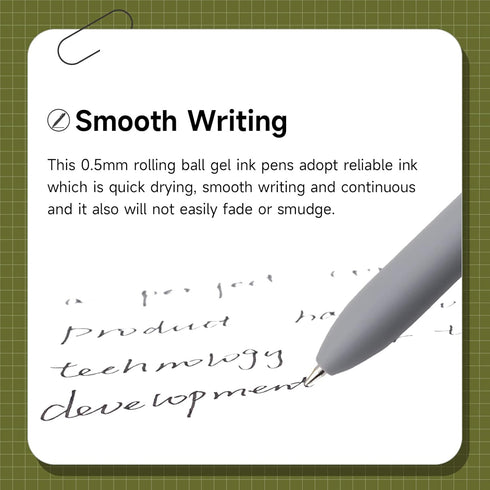 Gel Pens, 10 Pcs 0.5mm Fine Point Smooth Writing Pens, High-End Black Ink Pens for Journaling, School Office Supplies