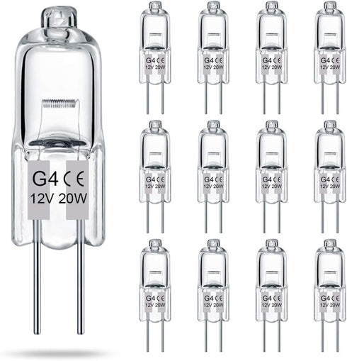 TAIYALOO G4 Bulb 12 Pack: Crystal Clear Halogen Light Bulb for Under Cabinet and Landscape Lighting, 2700K Warm White.