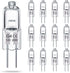 TAIYALOO G4 Bulb 12 Pack: Crystal Clear Halogen Light Bulb for Under Cabinet and Landscape Lighting, 2700K Warm White.