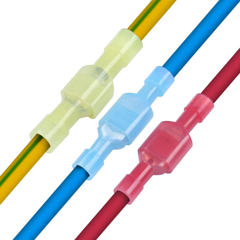 XHF 22-16 AWG 500 Pcs Female Spade Disconnect Connectors Fully Insulated Quick Crimp Wire Connectors Red