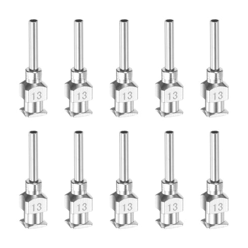 10pcs 13Gauge Stainless Steel Dispensing Needles, 1/2" All Metal Glue Needle Tube Blunt Tips for Thick Liquids, Ink,