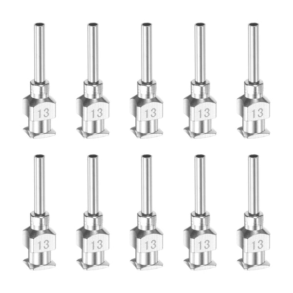 10pcs 13Gauge Stainless Steel Dispensing Needles, 1/2" All Metal Glue Needle Tube Blunt Tips for Thick Liquids, Ink,