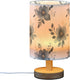 Bedside Table Lamp, Flower Leaves Hs Pattern Small LED DeskLight USB Nightstand Lamp with Non Slip Wood Base