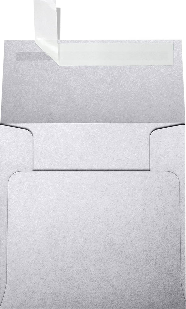 LUXPaper Square Invitation Envelopes | Peel & Press | 4" x 4" | Silver Metallic | 50 Qty