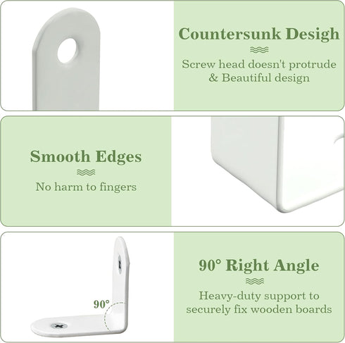 50PCS (1.2x1.2 Alise L Bracket Corner Brace,White Stainless Steel L Brackets for Shelves,Heavy Duty Shelf