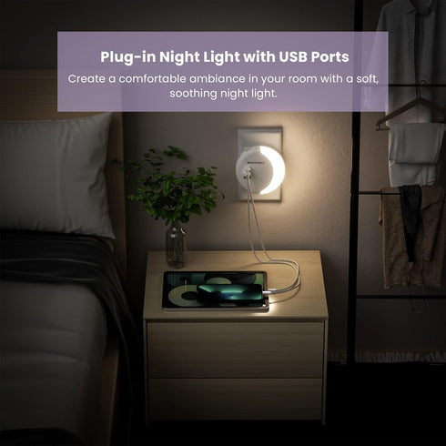Dimmable 3 ROOTOMA Led Night Light Plug Into Wall, Night Light for Kids with USB Wall Charger Ports,Smart Dusk to Dawn