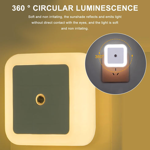 4Pcs Bulb Plug-in Night Light, LED Soft Warm Light Lamp, European Plug Christmas Light Bed Lights w Smart Sensor Dusk