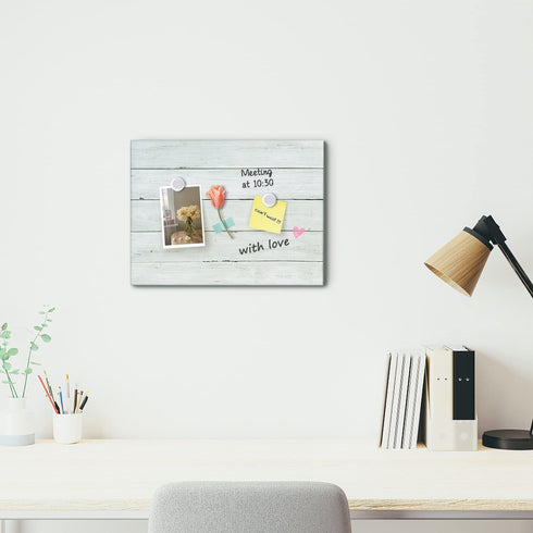 Wooden Planks Print Magnetic Surface Dry Erase Board, 12 x 16 Inches, Decorative Frameless White Board