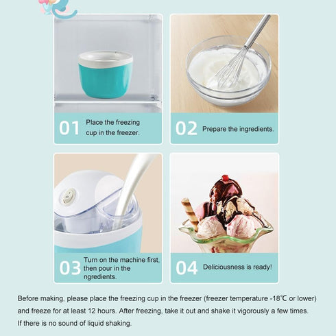 Generic 500ML Frozen Mini Ice Cream Maker, One Touch Dessert Machine for Gelato Sorbet Yogurt, Personal Mini Ice Cream