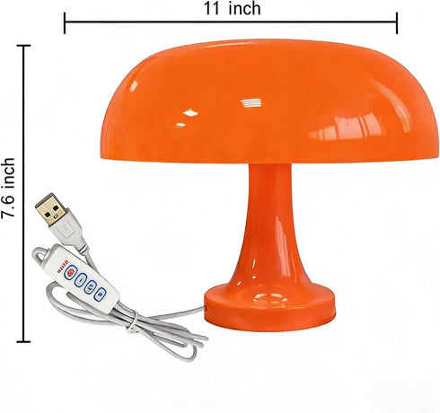 Dimmable 3 Mushroom Lamp Orange Mushroom Table Lamp with Lighting Modes, Charging LED Desk Lamp for Women's Gift Home