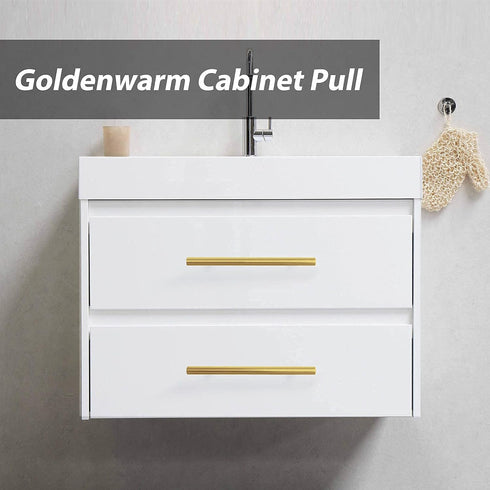 goldenwarm 2Pcs Brushed Brass Cabinet Pull Knob: 6-1/4in Hole Center, 8-4/5in Overall Length for Kitchen Furniture